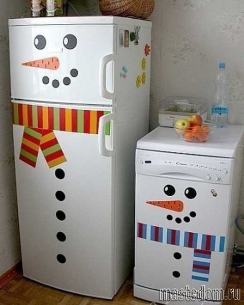 Новогодние поделки: холодильник-снеговик